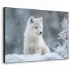 Wolf - Pup - Sneeuw Textielframe zwart klein -3d