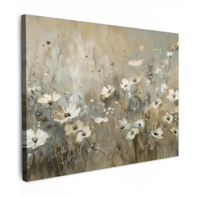 Leinwandbild - Blumen - Weiß - Natur - Grau - Modern