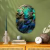 Veren - Pauwveren - Pauw - Blauw - Kunst Wandcirkel Ovaal Forex klein -sfeer2