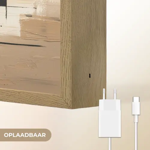 Abstract - Zwart - Goud - Modern Light Box met batterij (Wandlamp) middel -USP_websiteoplaadbaarNL