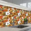 Bloemen - Vintage - Patronen keuken achterwand 2 middel 871 -3d_schuin