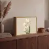 Tulpen - Wit - Bladeren Light Box met batterij (Wandlamp) middel -sfeer2