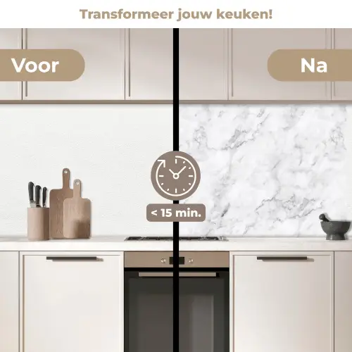 Klassiek - Marmer - Aders - Grijs keuken achterwand 2 middel 871 -voor-na2_NL