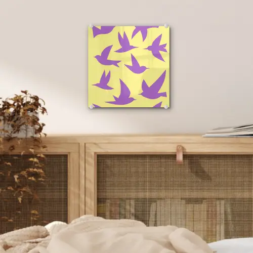 Vogels - Cirkel - Geel - Beweging plexiglas 5mm klein -sfeer4