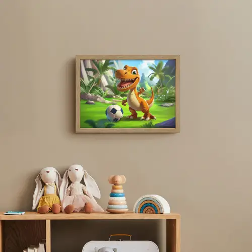 Dino - Voetbal - Groen Light Box met batterij (Wandlamp kind) middel -sfeer2_kind