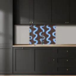 Kronkelende lijnen - Blauw - Bruin - Minimalistisch keuken achterwand 2 middel 865 -sfeer1