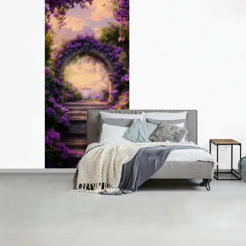 Poort - Paars - Bloemen fotobehang vinyl groot -slaapkamer