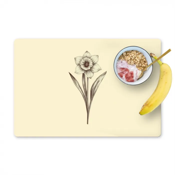 Zwart - Narcis - Illustratie Placemat vinyl groot -zzzproduct_Kitchenyeah-website