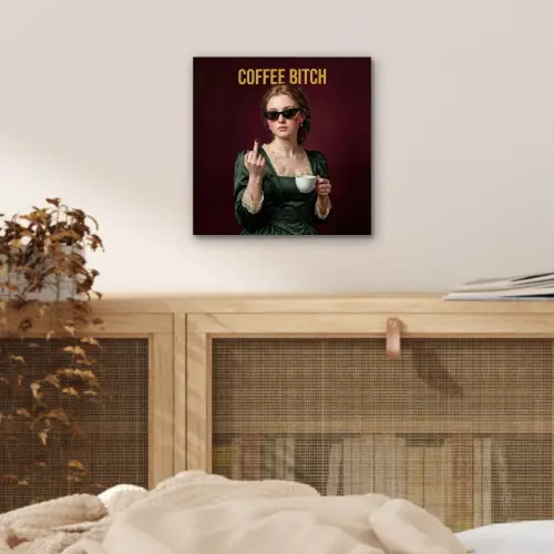 Koffie - Vrouw - Middelvinger aluminium wit klein -sfeer3