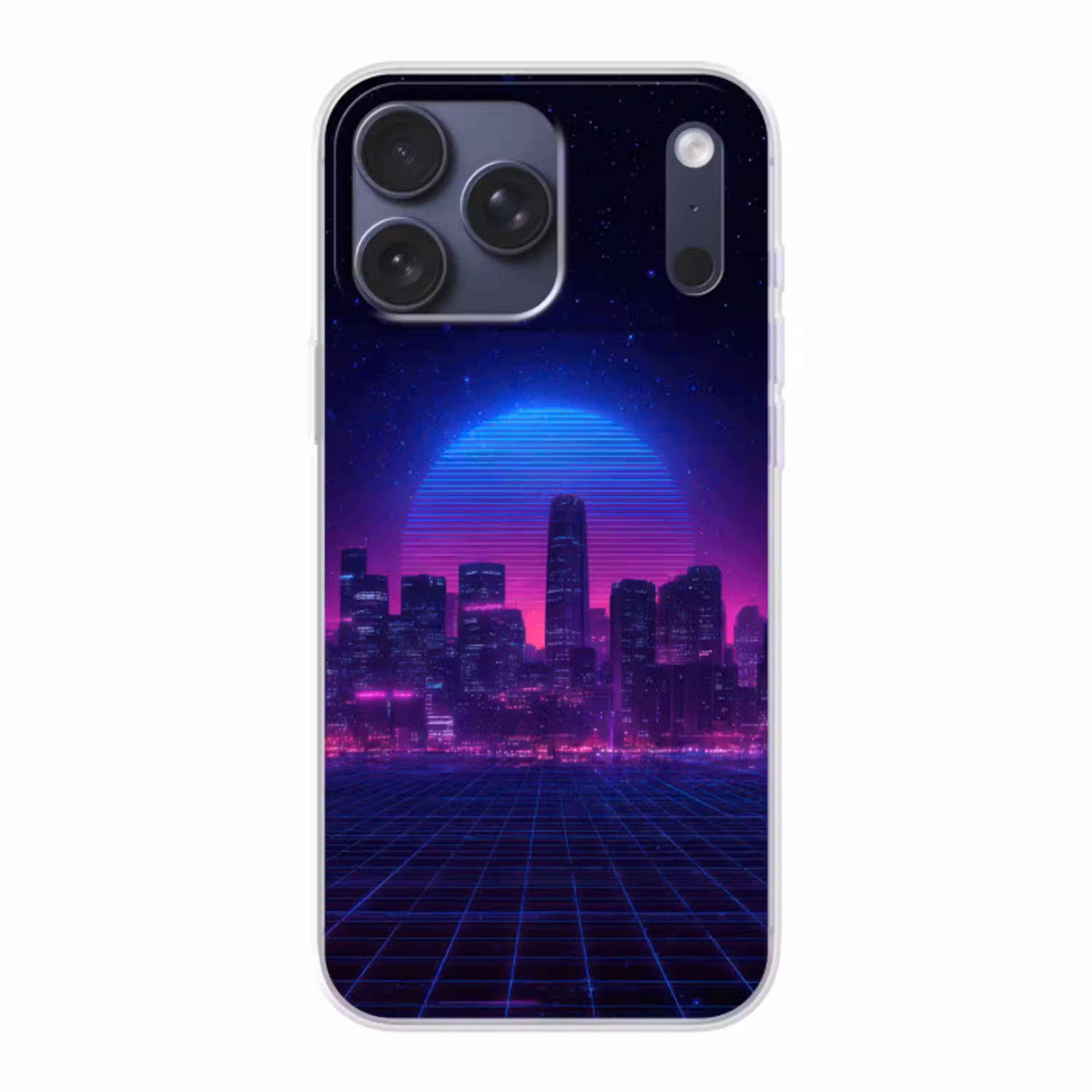 Skyline - Zon - Neon - Rasterpatroon Telefoonhoesje iPhone 17 Pro Max klein -3d