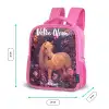 Paard - Bloemen - Paars - Vlinder Kinderrugzak - Roze middel -productfoto_formaten