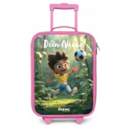 Jongen - Voetbal - Bos - Bomen Kinderkoffer - Roze klein -zz3dotto
