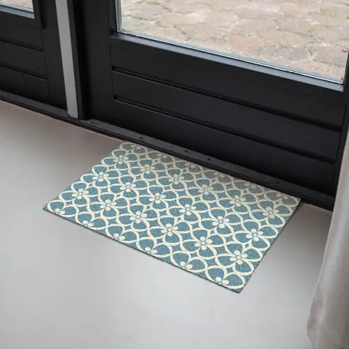 Patroon - Symmetrisch - Blauw Deurmat klein 898 -sfeer2