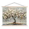 Boom - Bloemen - Wit - Natuur - Kunst textielposter latten blank klein -3d