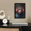 Graffiti - Chimpansee - Koptelefoon - Aap fotolijst zwart zonder passe partout klein -sfeer1