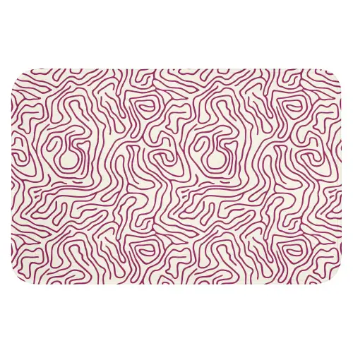 Kronkelende lijn - Magenta - Crème Badmat klein 997 -3d