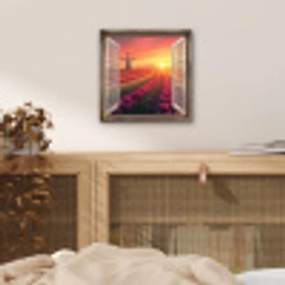 Doorkijk - Tulpen - Zonsondergang - Bloemen - Kleurrijk aluminium wit klein -sfeer3