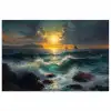 Zee - Zon - Golven - Rotsen poster papier klein -3d