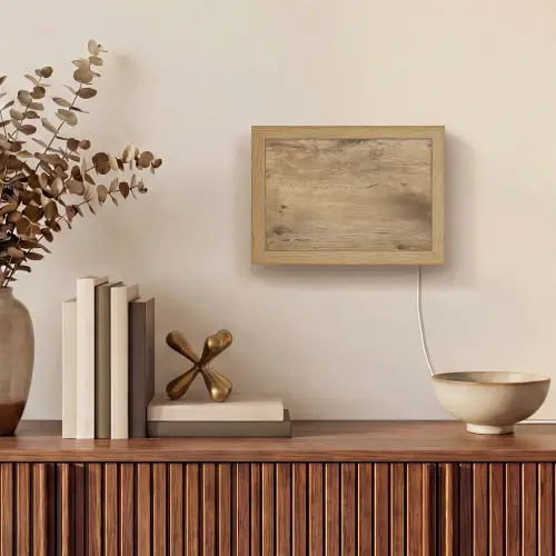 Hout - Bruin - Houtlook Light Box met kabel (Tafellamp) klein -sfeer2