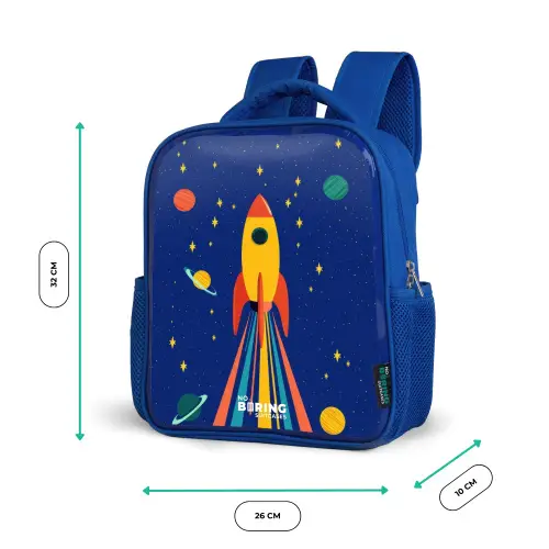 Raket - Sterren - Planeet - Ruimte Kinderrugzak - Blauw middel -productfoto_formaten