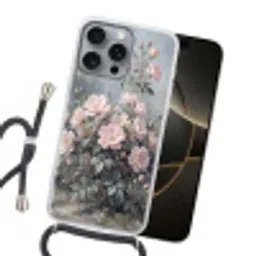 Rozen - Illustratie - Roze Hoesje iPhone 16 Pro Max met koord klein -sfeer1