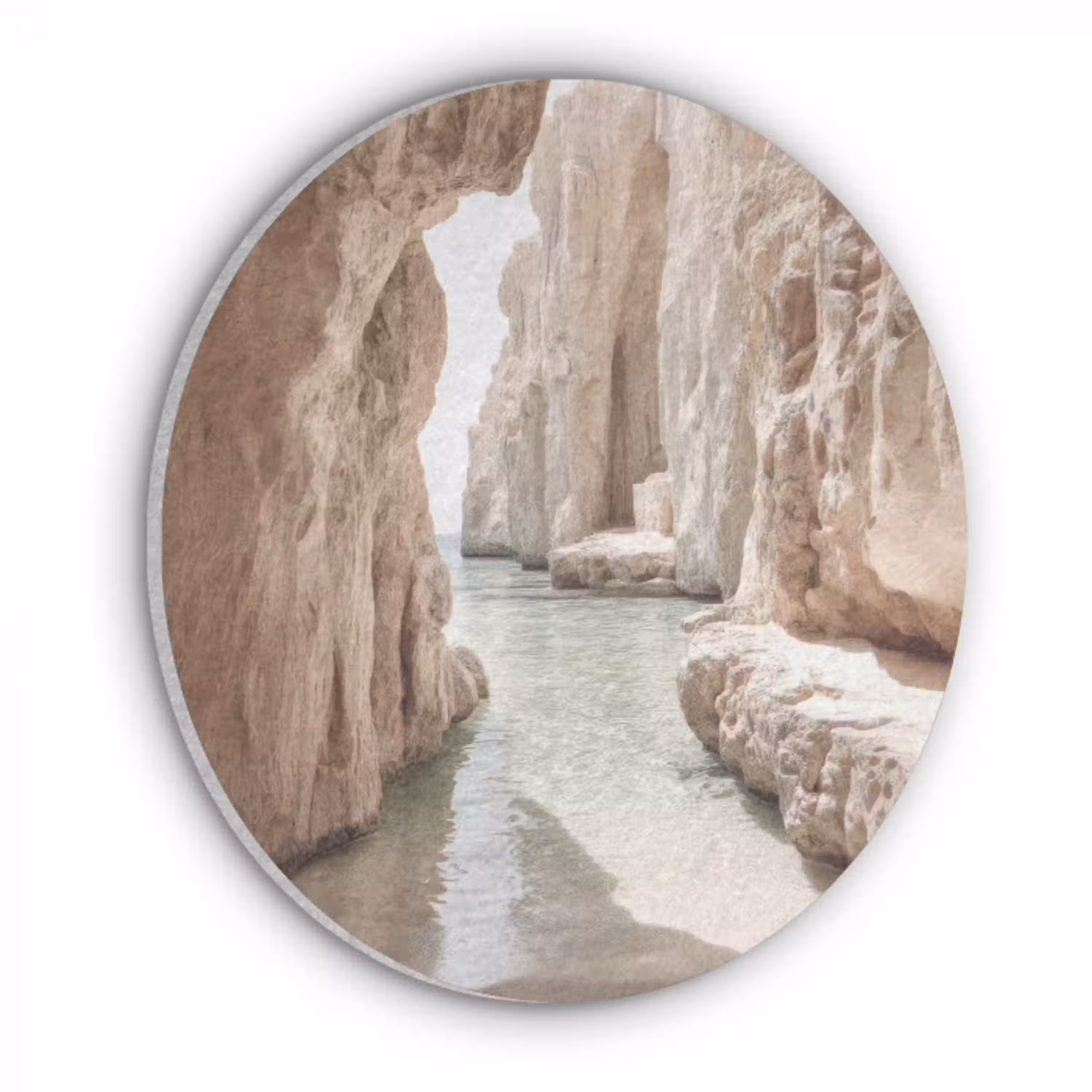 Rotsen - Zee - Zand - Kloof Akoestische PET Vilt - Rond klein -3d