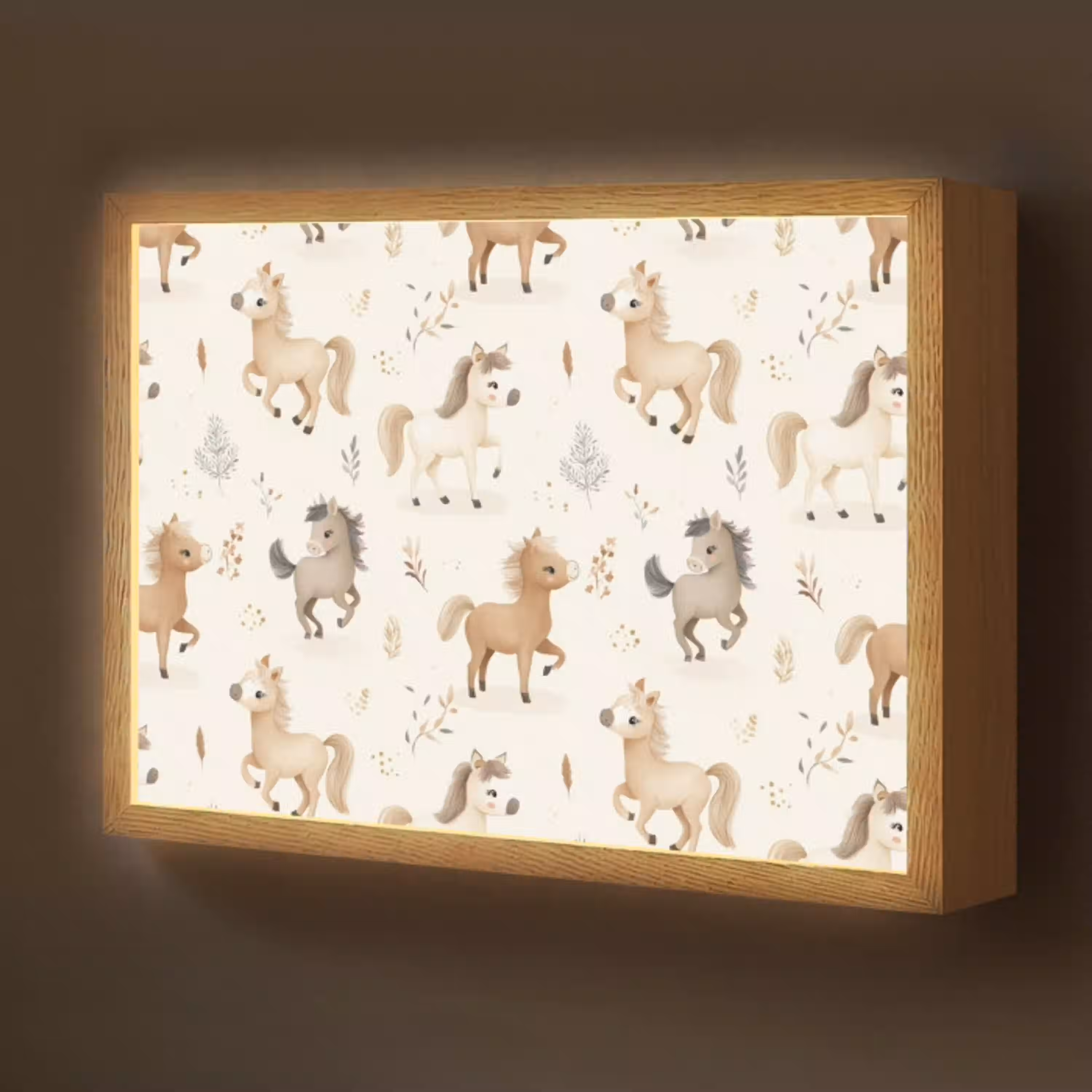 Veulens - Paard - Patroon - Beige Light Box met batterij (Wandlamp kind) middel -z3d_website