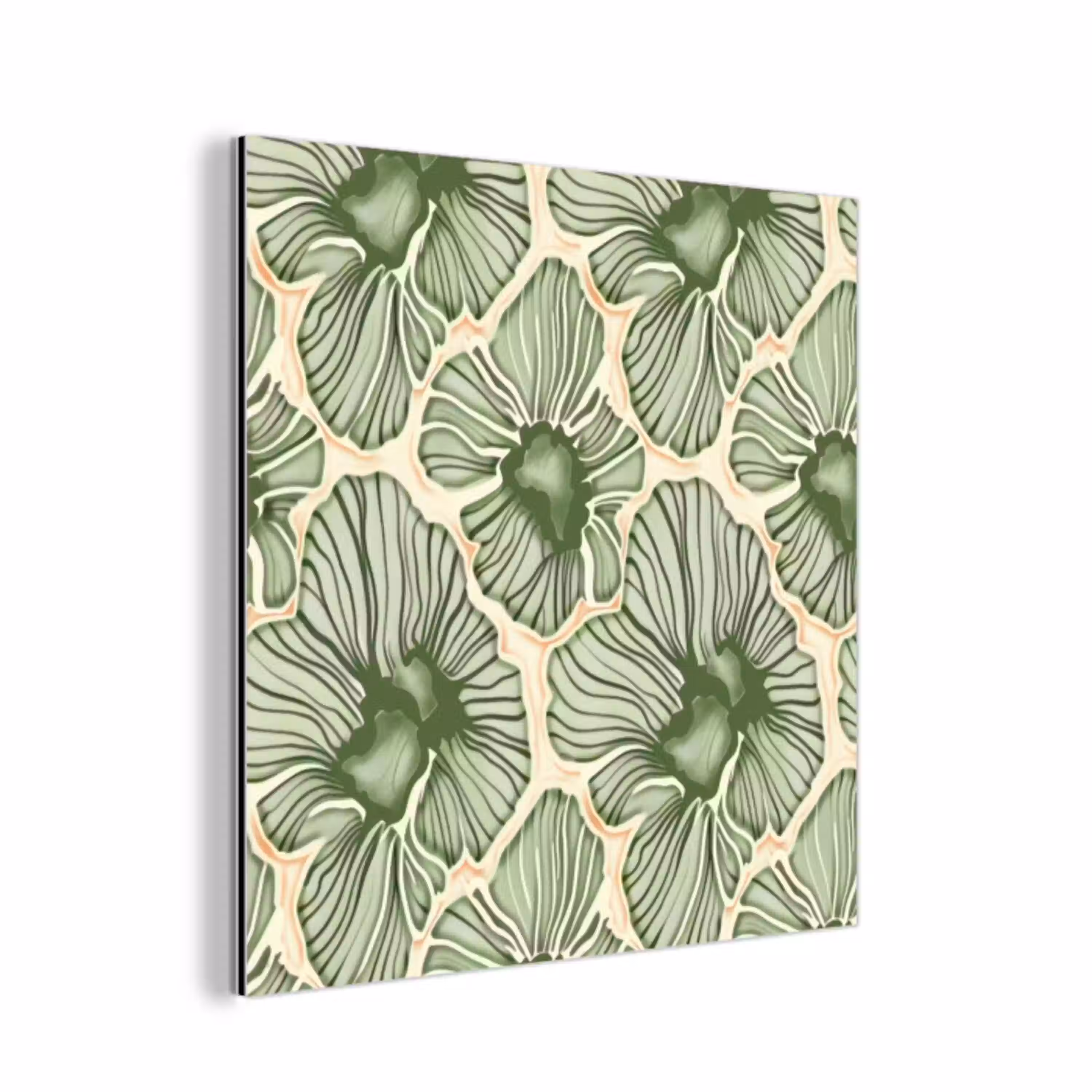 Groen - Botanisch - Bloemen - Organisch - Patroon aluminium wit klein 46 -3d