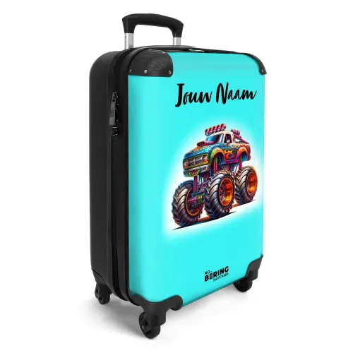 Monstertruck op Lichtblauwe Achtergrond NBS - Handbagage koffer - Kinderen Unisex middel -productfoto_3d