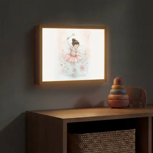 Ballerina - Fee - Roze Light Box met batterij (Wandlamp kind) middel -sfeer5_kind