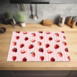 Strepen - Aardbei - Roze Inductie beschermer vinyl 3mm klein 276 -sfeer5