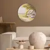 Huisje - Hout - Bloemen Akoestische PET Vilt - Rond klein -sfeer1