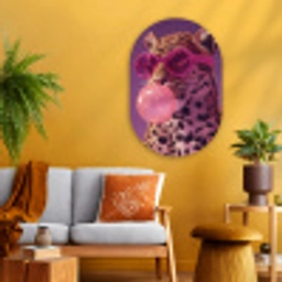 Panter - Zonnebril - Kauwgombel - Roze Wandcirkel Ovaal Glas middel -sfeer4