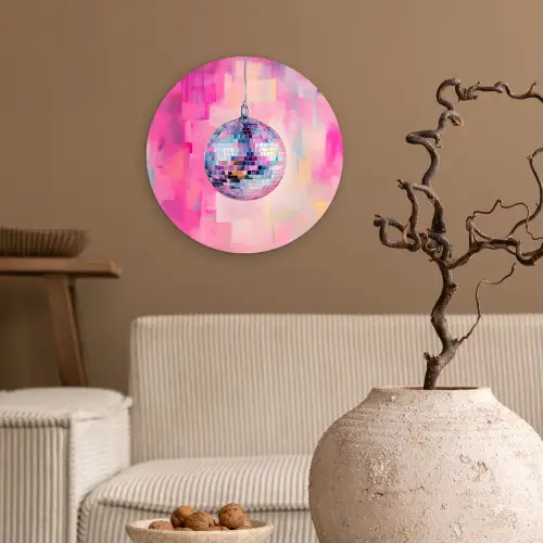 Discobal - Pink - Verf Wandcirkel kunststof plaat 5mm dik klein -sfeer1