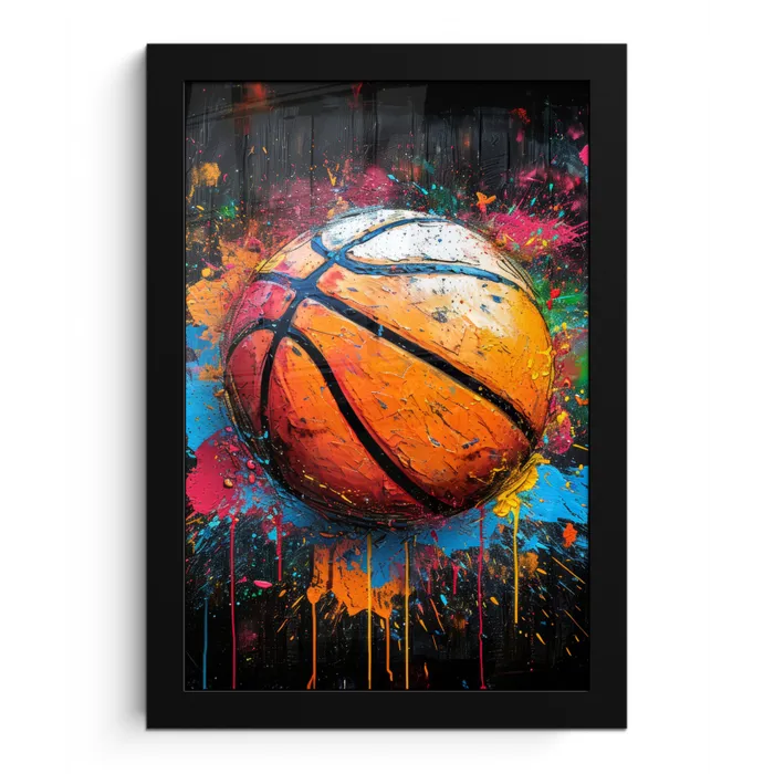 Graffiti - Basketbal - Verf - Sport fotolijst zwart zonder passe partout klein -3d