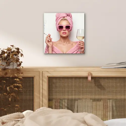 Vrouw - Roze - Wijn - Zonnebril aluminium wit klein -sfeer3