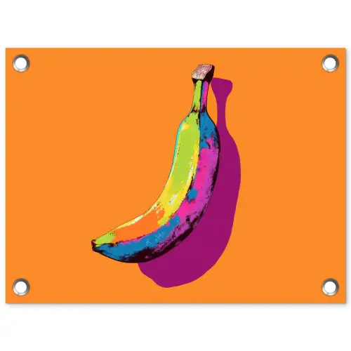 Felle kleuren - Banaan - popart tuinposter los doek klein -3d