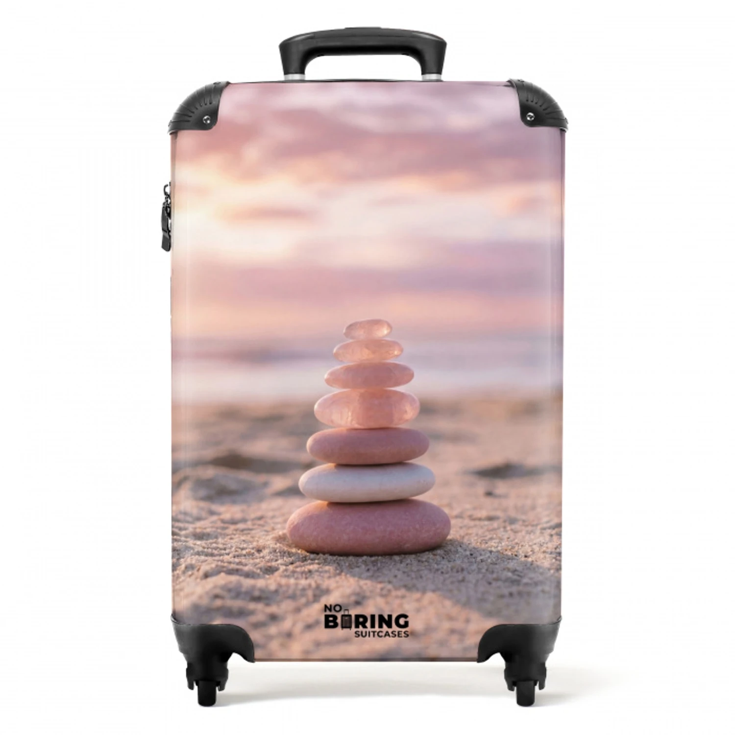 Stenen - Zand - Roze NBS - Handbagage koffer - Volwassenen Unisex middel -productfoto_recht
