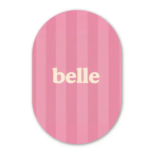 Roze - Gestreept - Belle Wandcirkel Ovaal Forex klein -3d