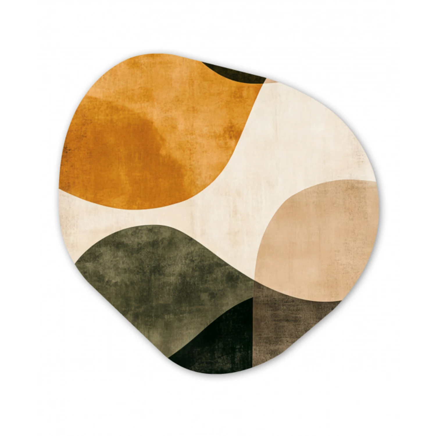 Vormen - Okergeel - Abstract Wandcirkel Organisch Forex 3mm klein -3d