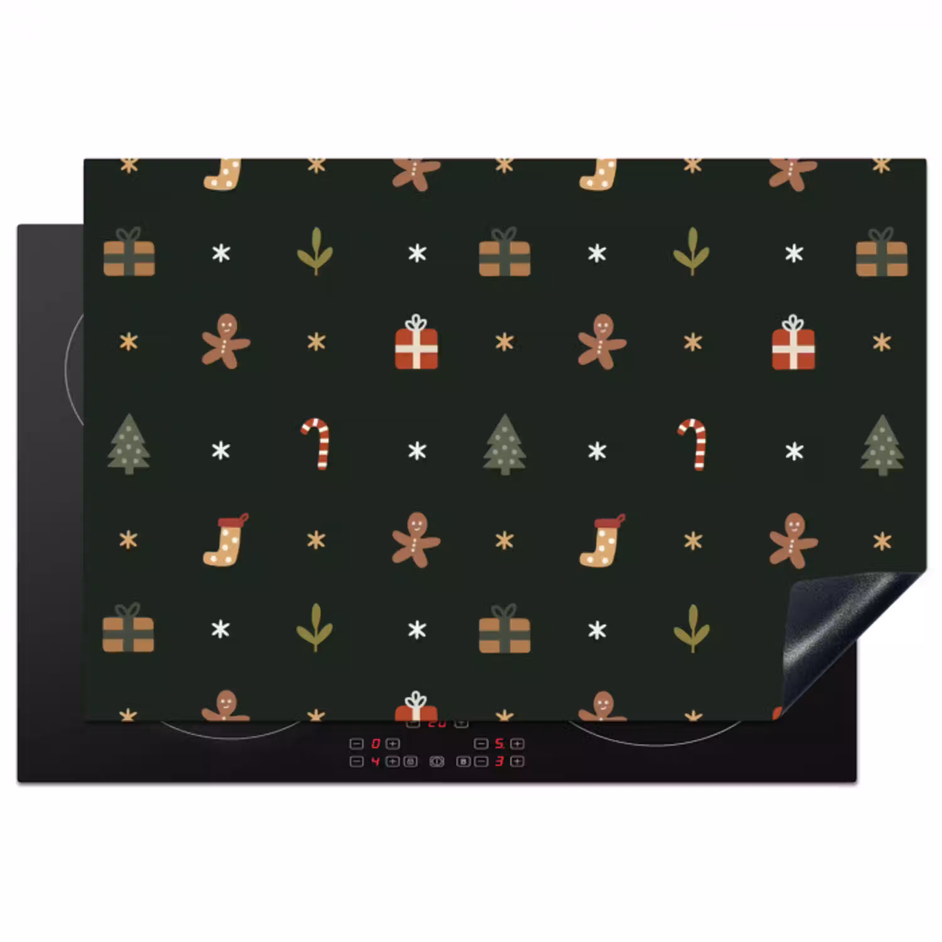 Patroon - Kerstsymbolen - Groen Inductie beschermer vinyl 3mm klein 276 -3d