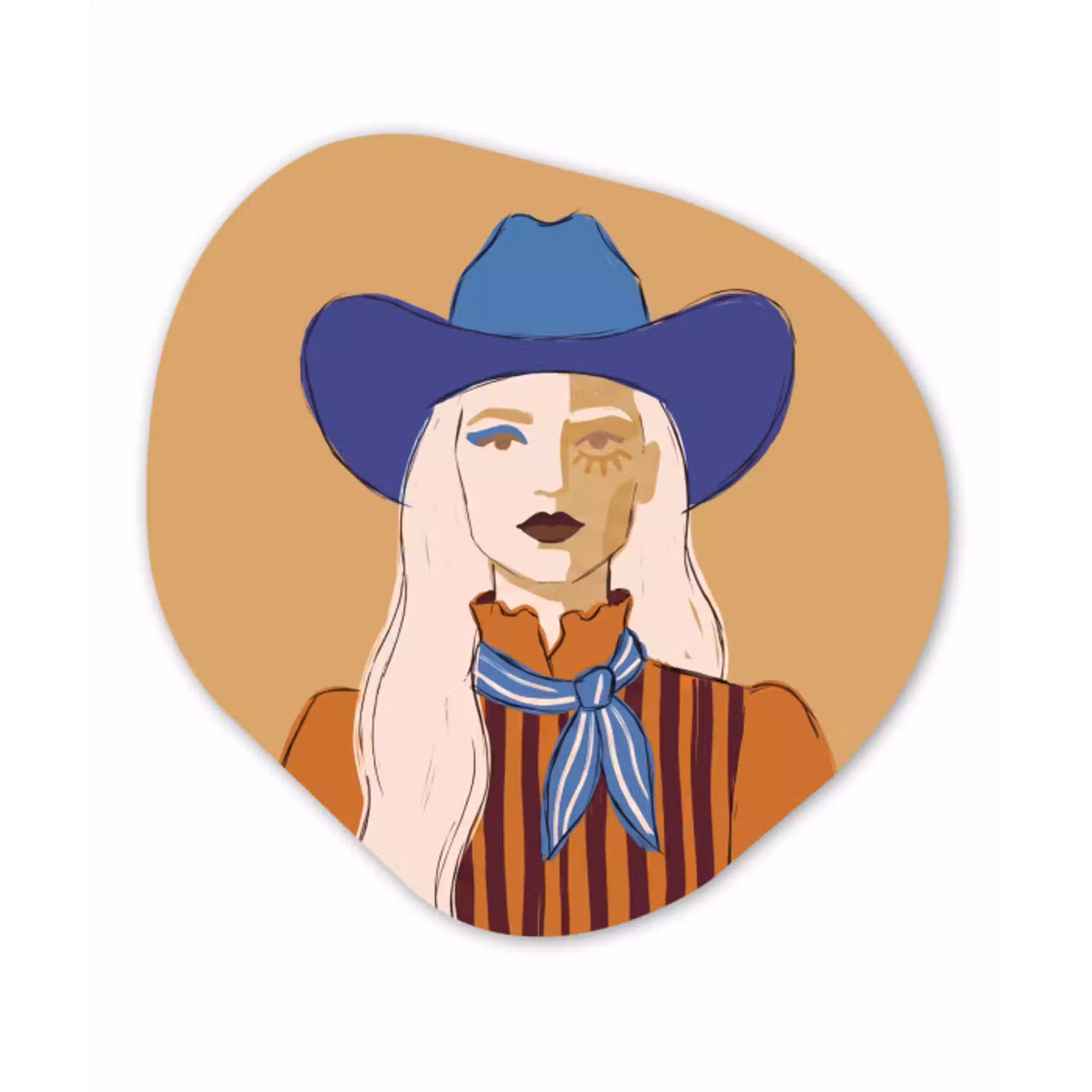 Vrouw - Portret - Abstract - Kleurrijk - Modern Wandcirkel Organisch Forex 3mm klein -3d
