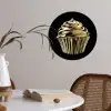 Cupcake - Eten - Goud - Zwart Wandcirkel behangsticker klein -sfeer3