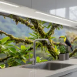 Toekan - Jungle - Natuur - Kleurrijk keuken achterwand 2 middel -3d_schuin