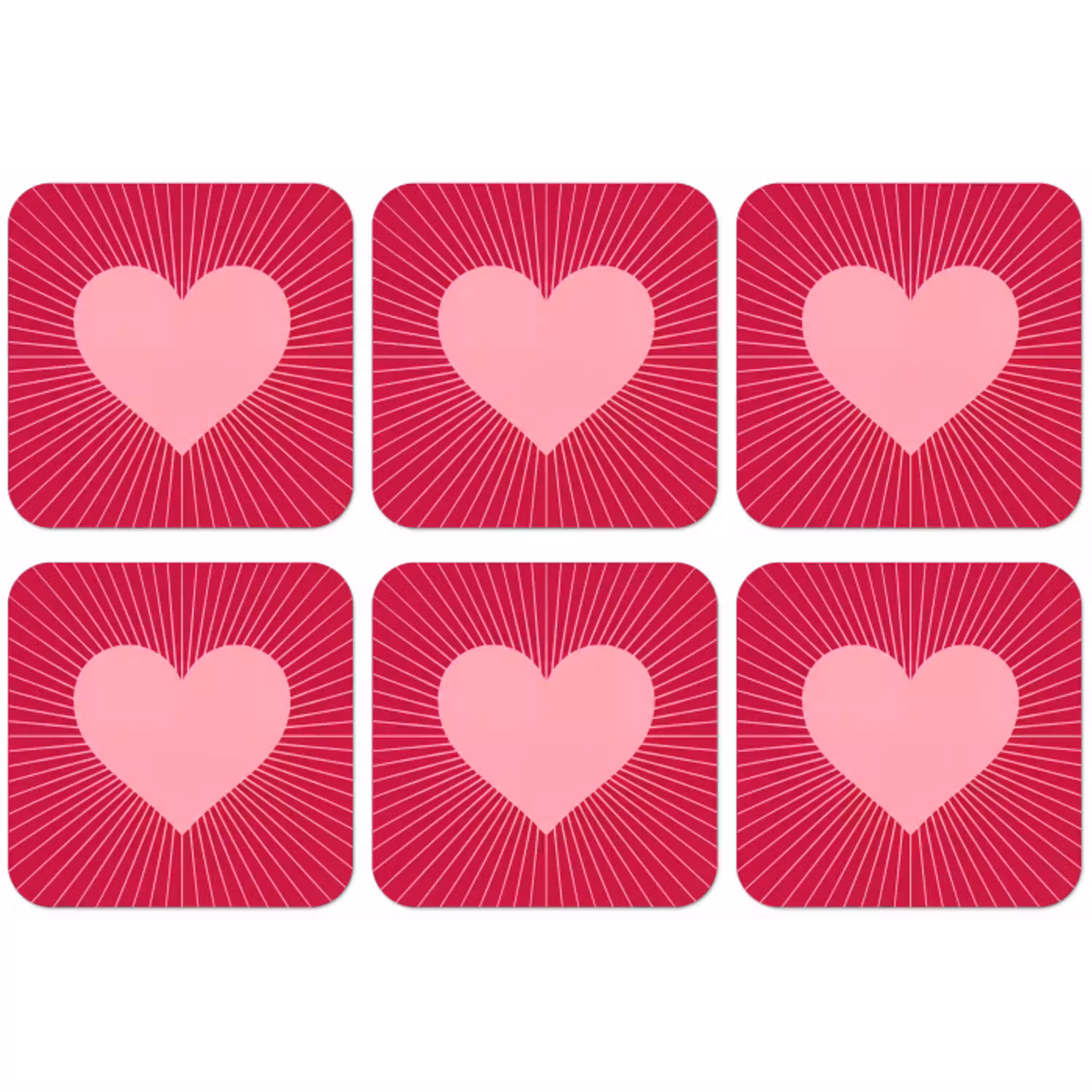 Hart - Stralen - Liefde - Abstract - Roze onderzetter kurk middel -zkaufland3dotto
