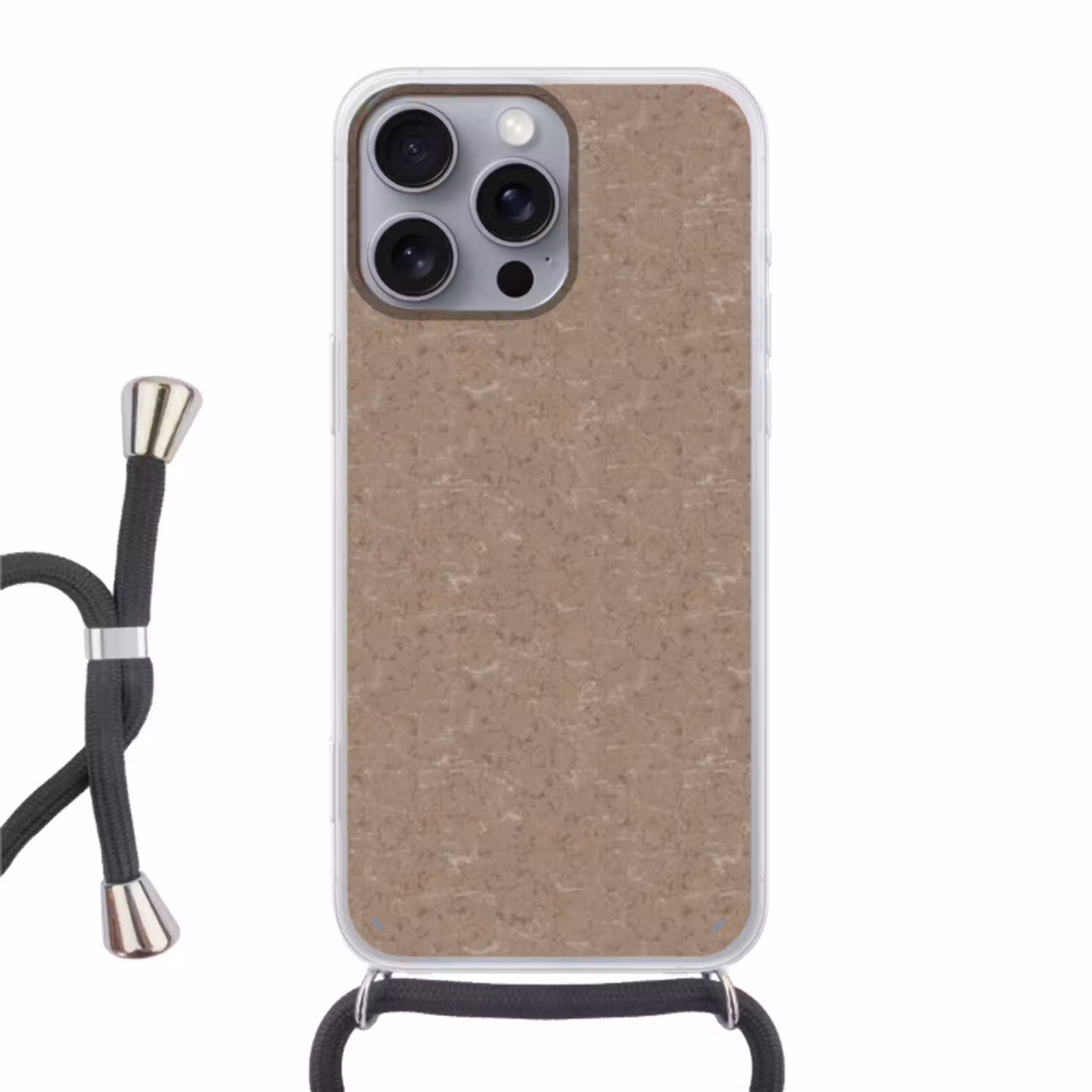 Patroon - Kalksteen - Beige Hoesje iPhone 16 Pro Max met koord klein 804 -3d
