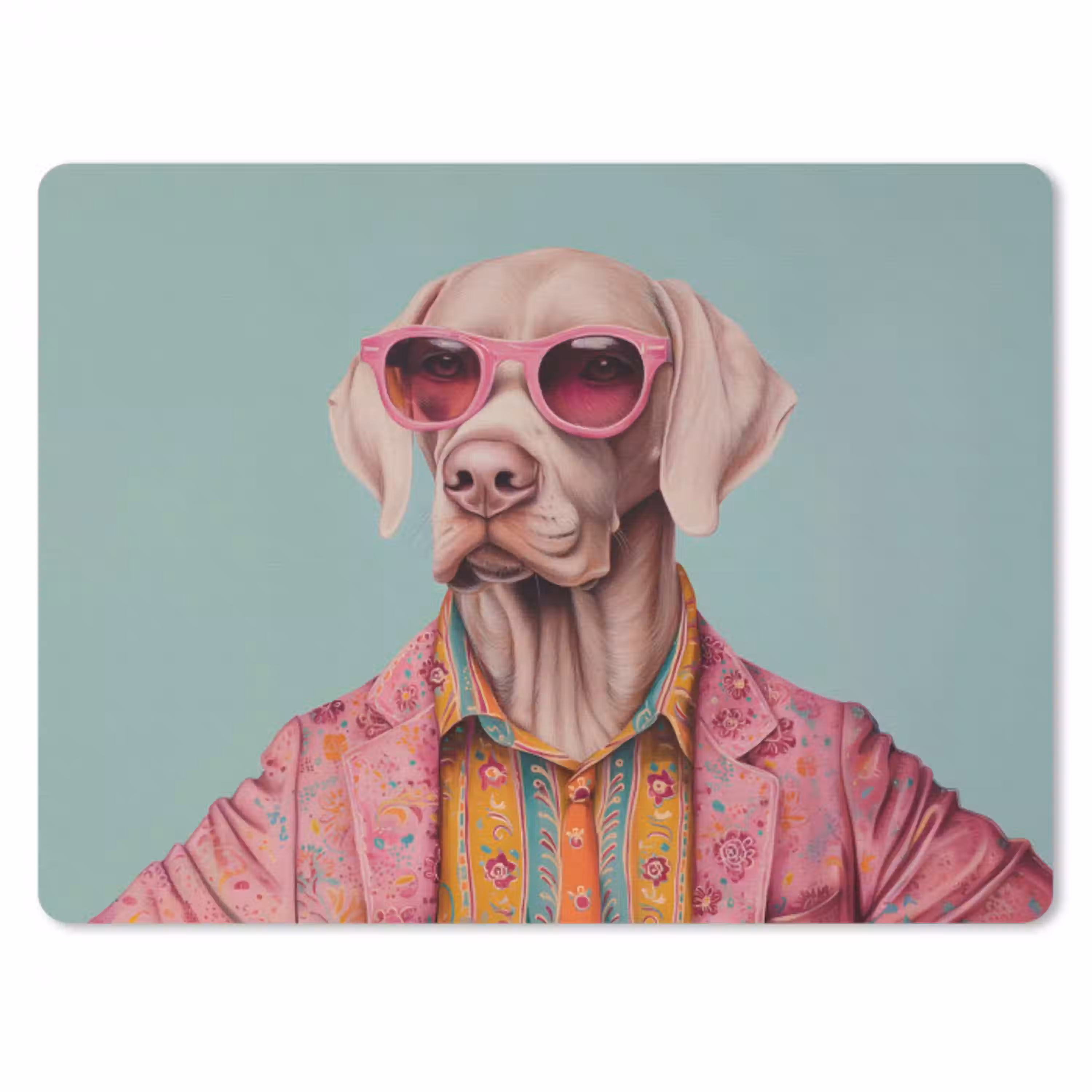Hond - Overhemd - Bloemen - Bril muismat rubber klein -3d