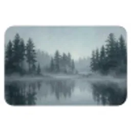 Bos - Meer - Mist - Natuur - Grijs Badmat klein -3d