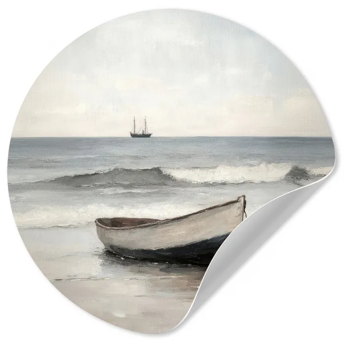 Roeiboot - Zee - Horizon Wandcirkel behangsticker klein -3d