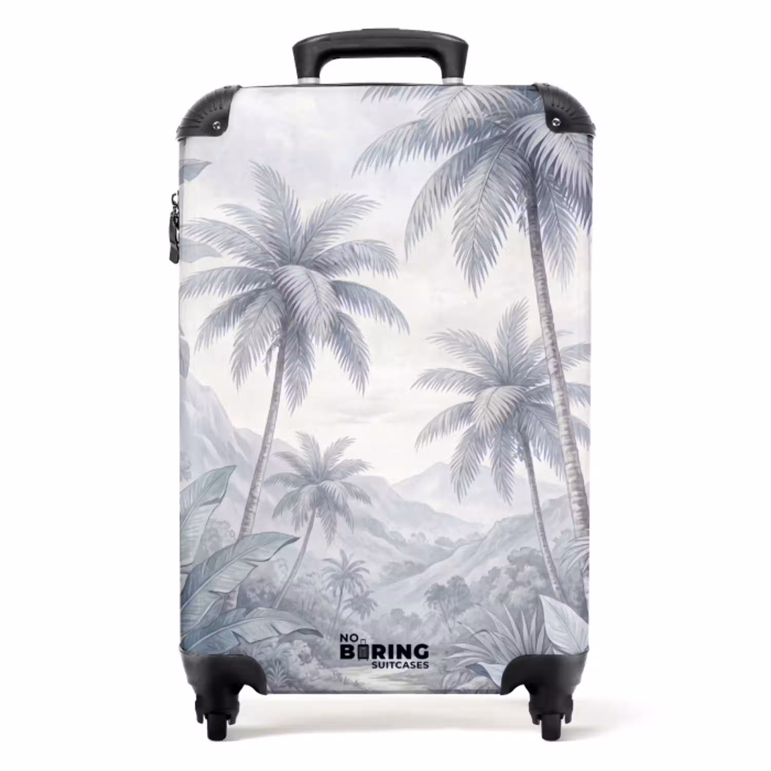Natuur - Boom - Tropisch - Landschap - Blauw NBS - Handbagage koffer - Volwassenen Unisex middel -productfoto_recht
